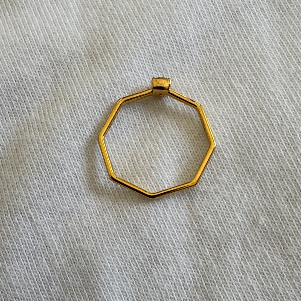 18 k yellow Gold Square-Cut Solitaire Ring, yellow diamond - Picture 2 of 8